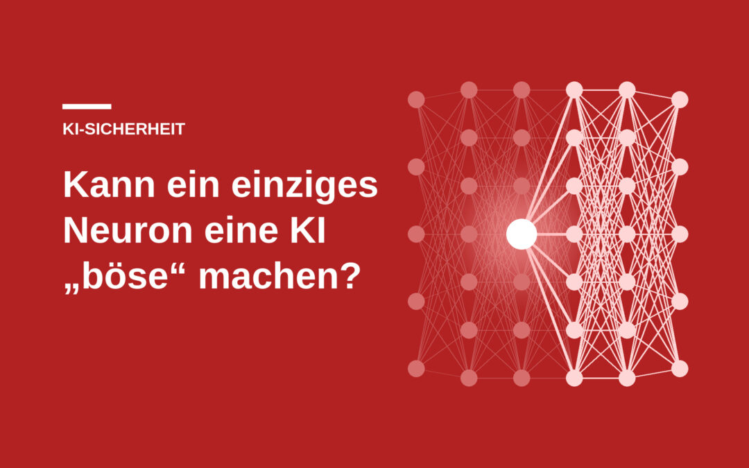Grafik: neuronales Netz einer KI, in dem ein einzelnes Neuron rot markiert ist